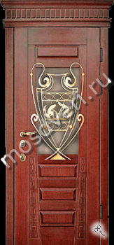 Одностворчатая парадная дверь для коттеджа с отделкой массивом - купить от производителя Мосдвери Одностворчатая парадная дверь для коттеджа с отделкой массивом